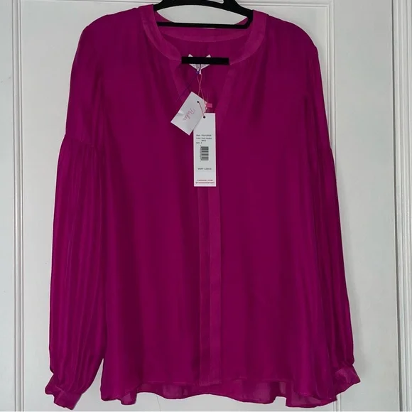 NWT Parker Sz Small Silk Fuchsia Pink Blend Blouse $228 - Picture 1 of 5